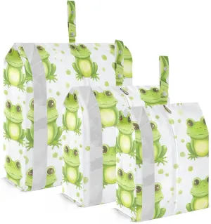 Watercolor Cute Frogs White Packing Cubes Lightweight Luggage Organizer with Handle Travel Organizer Bags for Clothes Luggage