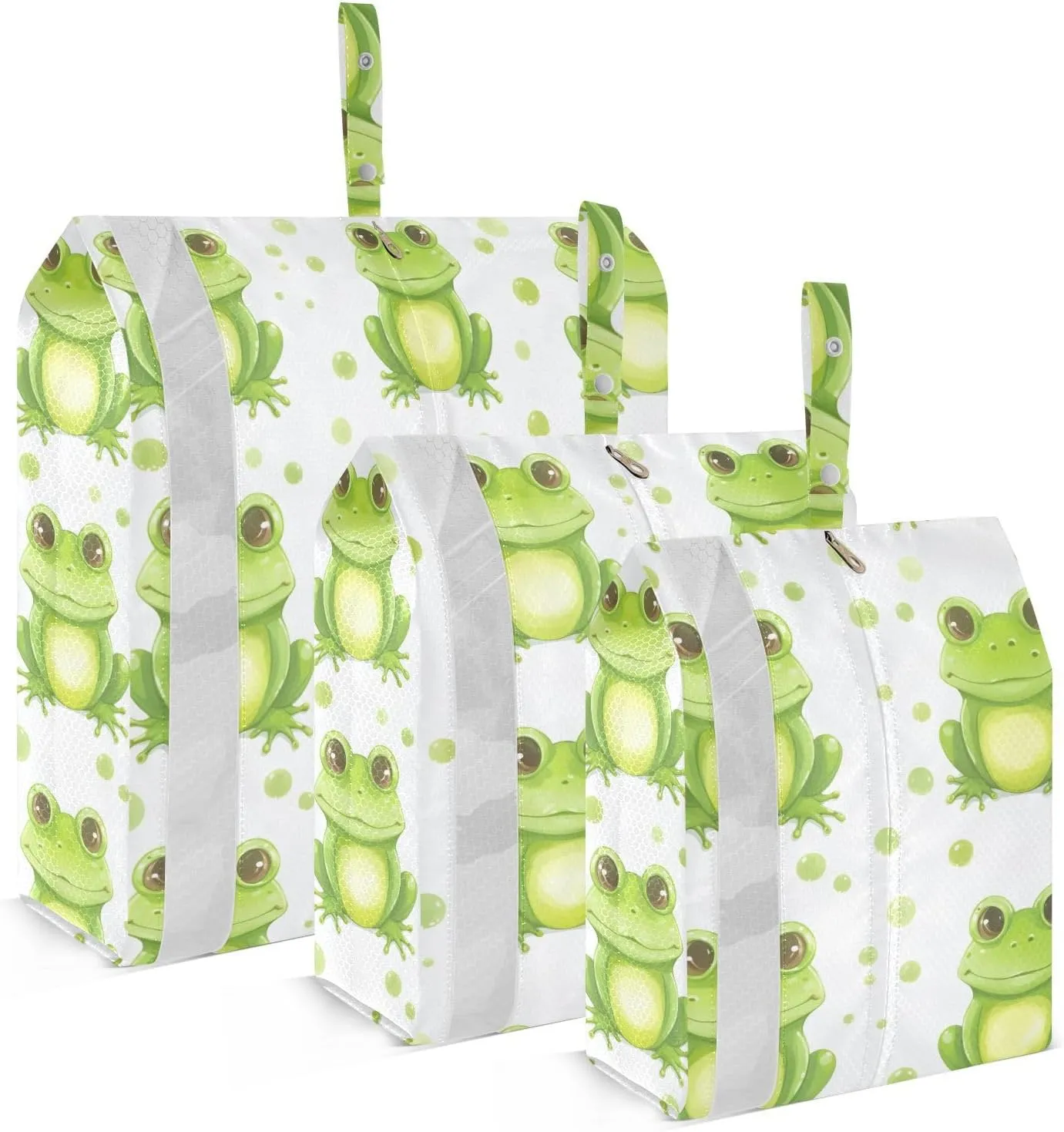 Watercolor Cute Frogs White Packing Cubes Lightweight Luggage Organizer with Handle Travel Organizer Bags for Clothes Luggage