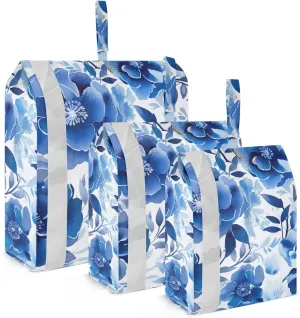 Watercolor Painting Blue Flowers Packing Cubes Lightweight Luggage Organizer with Handle Travel Organizer Bags for Travel Clothes Suitcase
