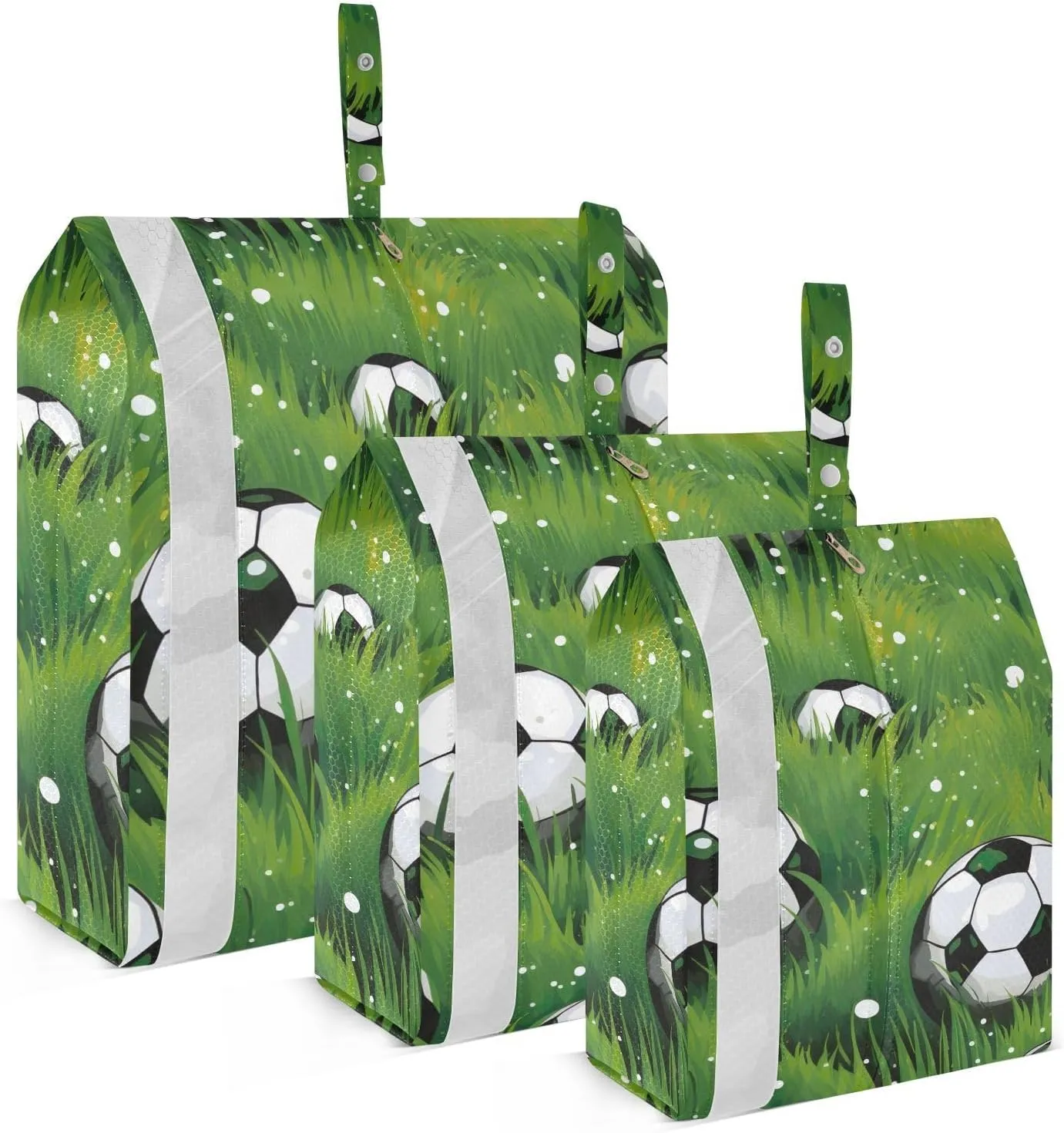 Watercolor Soccer Balls Grass Packing Cubes Lightweight Luggage Organizer with Handle Travel Organizer Bags for Carry-On Luggage