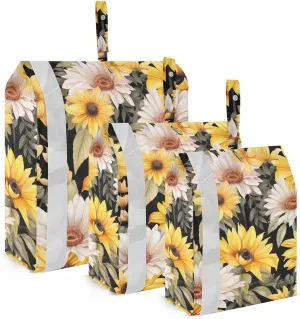Watercolor Sunflowers Flower Leaves Packing Cubes Lightweight Luggage Organizer with Handle Travel Organizer Bags for Home Storage Travel