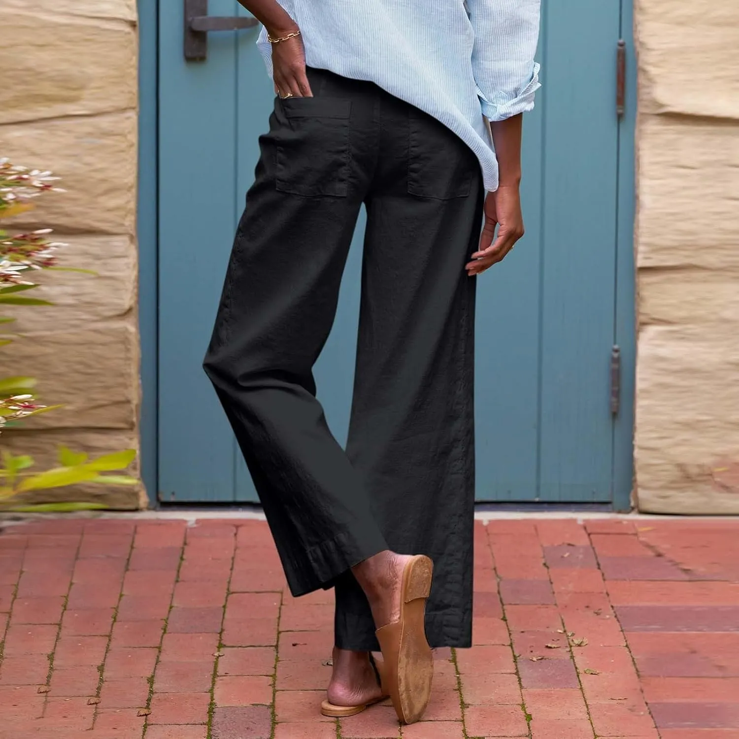 Wide Leg Cropped Pants for Women Linen Trousers for Woman Boho Pant Trendy Summer Work Pants for Women 2025