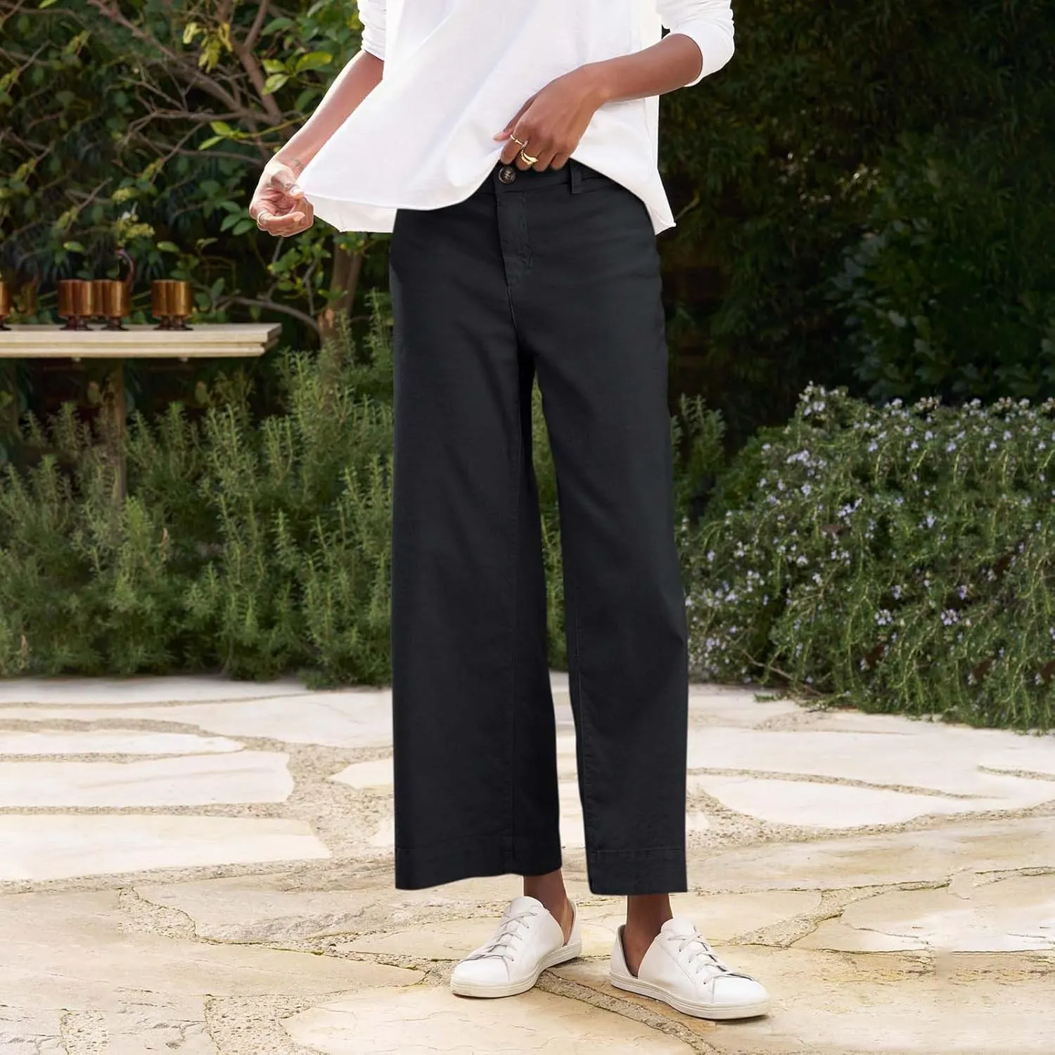 Wide Leg Cropped Pants for Women Linen Trousers for Woman Boho Pant Trendy Summer Work Pants for Women 2025