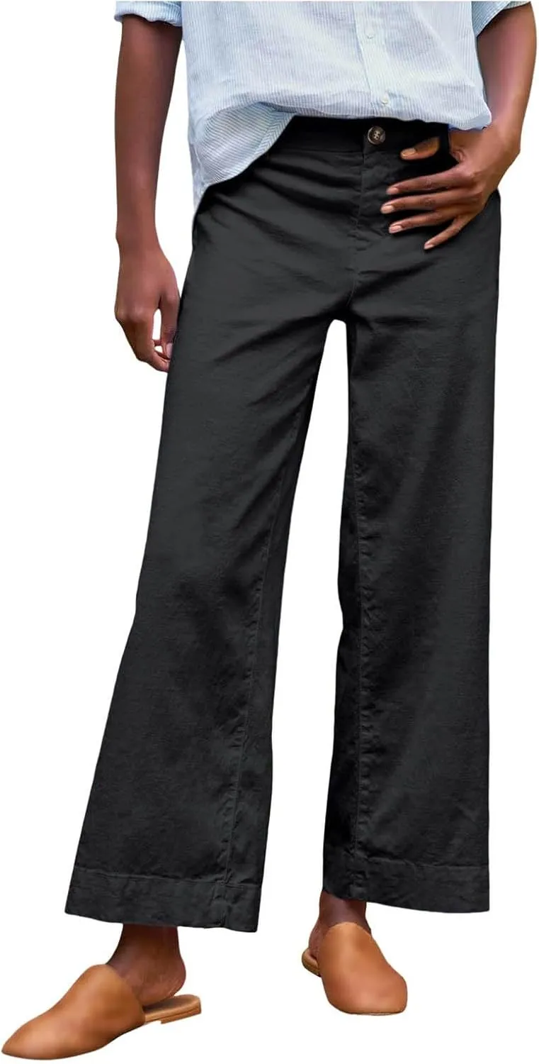 Wide Leg Cropped Pants for Women Linen Trousers for Woman Boho Pant Trendy Summer Work Pants for Women 2025