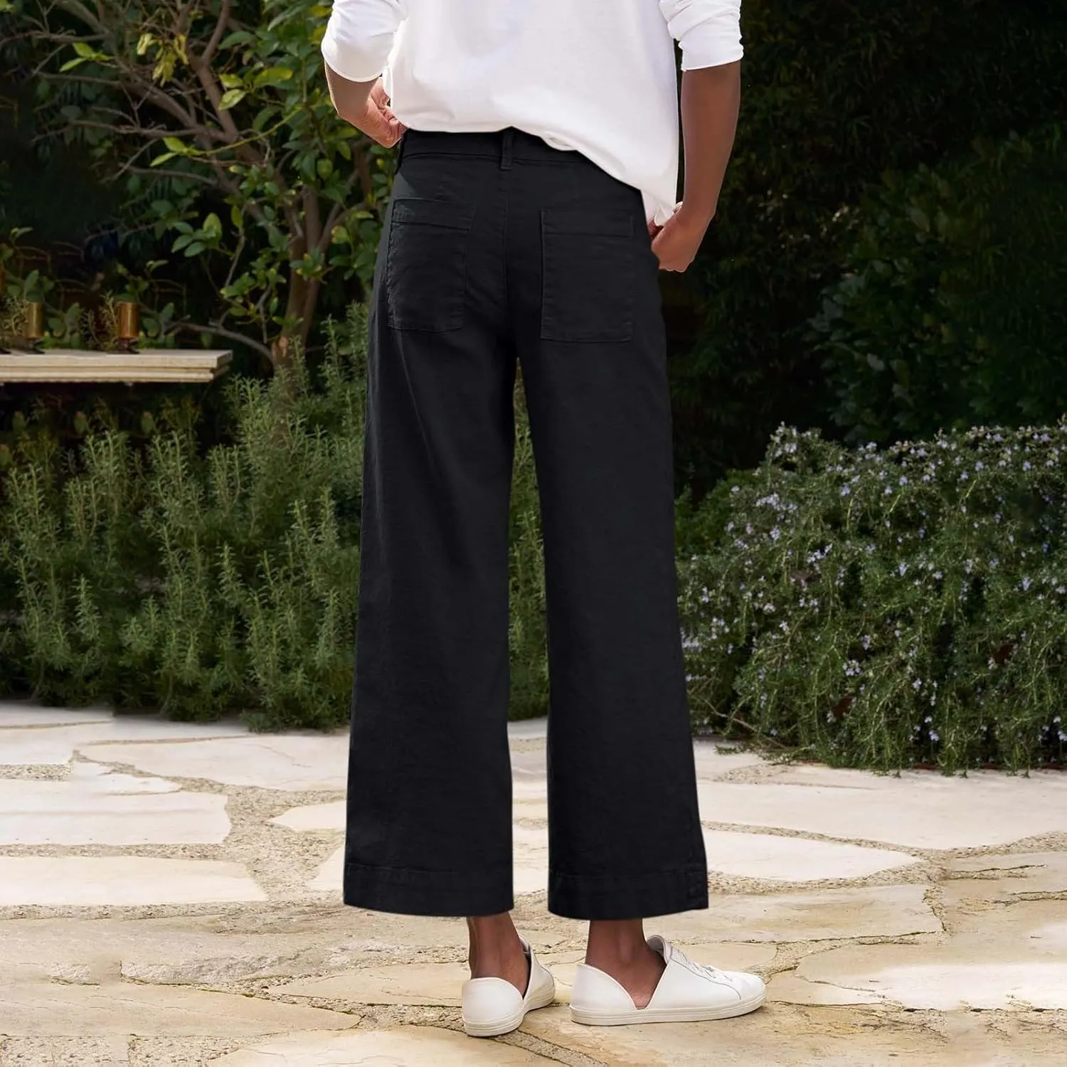 Wide Leg Cropped Pants for Women Linen Trousers for Woman Boho Pant Trendy Summer Work Pants for Women 2025