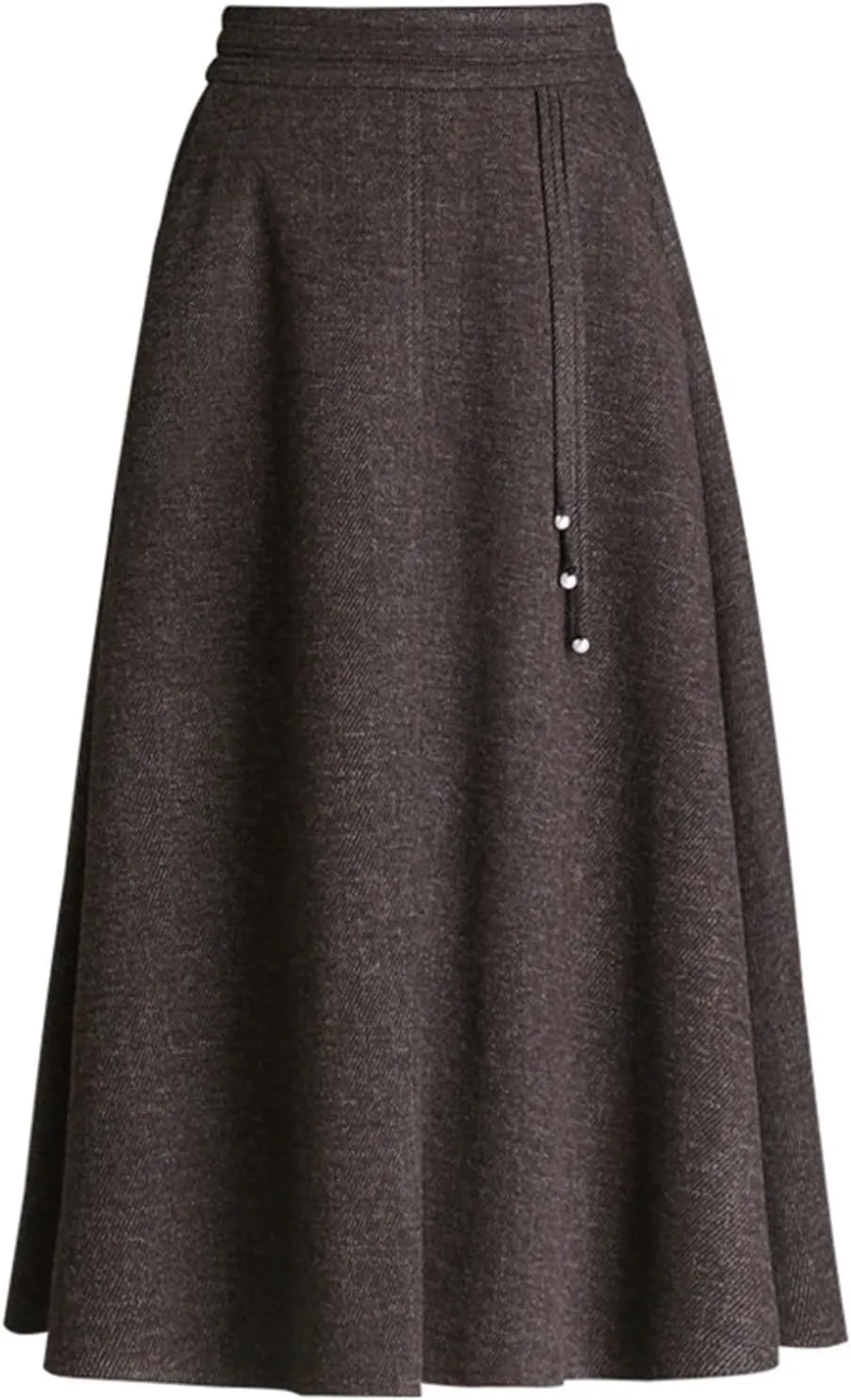 Winter Warm Midi Skirt for Women Casual Elastic High Waist A-line Pleated Flare Skirt for Wedding Party