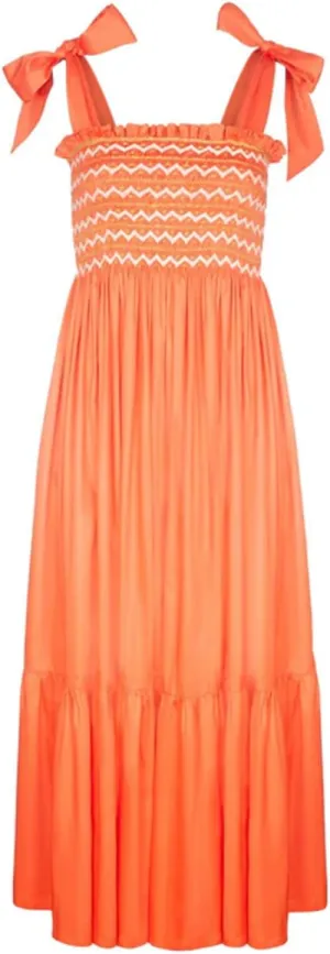Women Boho Smocked Maxi Dress Bow Tie Shoulder Ruched Bust Backless Flowy Long Dresses Summer Casual Beach Sundress
