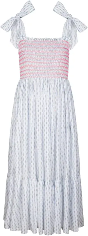 Women Boho Smocked Maxi Dress Bow Tie Shoulder Ruched Bust Backless Flowy Long Dresses Summer Casual Beach Sundress