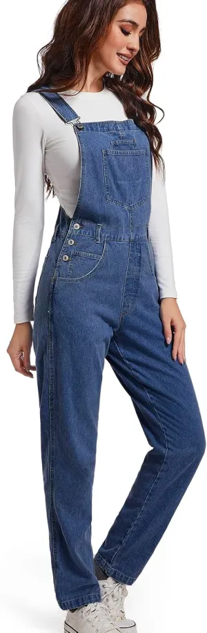 Women Denim Overalls Jean Bib 90s Retro Dungaree Ladies Loose Fit Fashion Cotton Casual Relaxed Jumpsuit