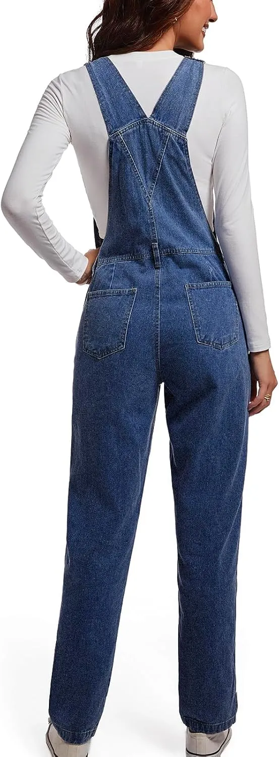 Women Denim Overalls Jean Bib 90s Retro Dungaree Ladies Loose Fit Fashion Cotton Casual Relaxed Jumpsuit