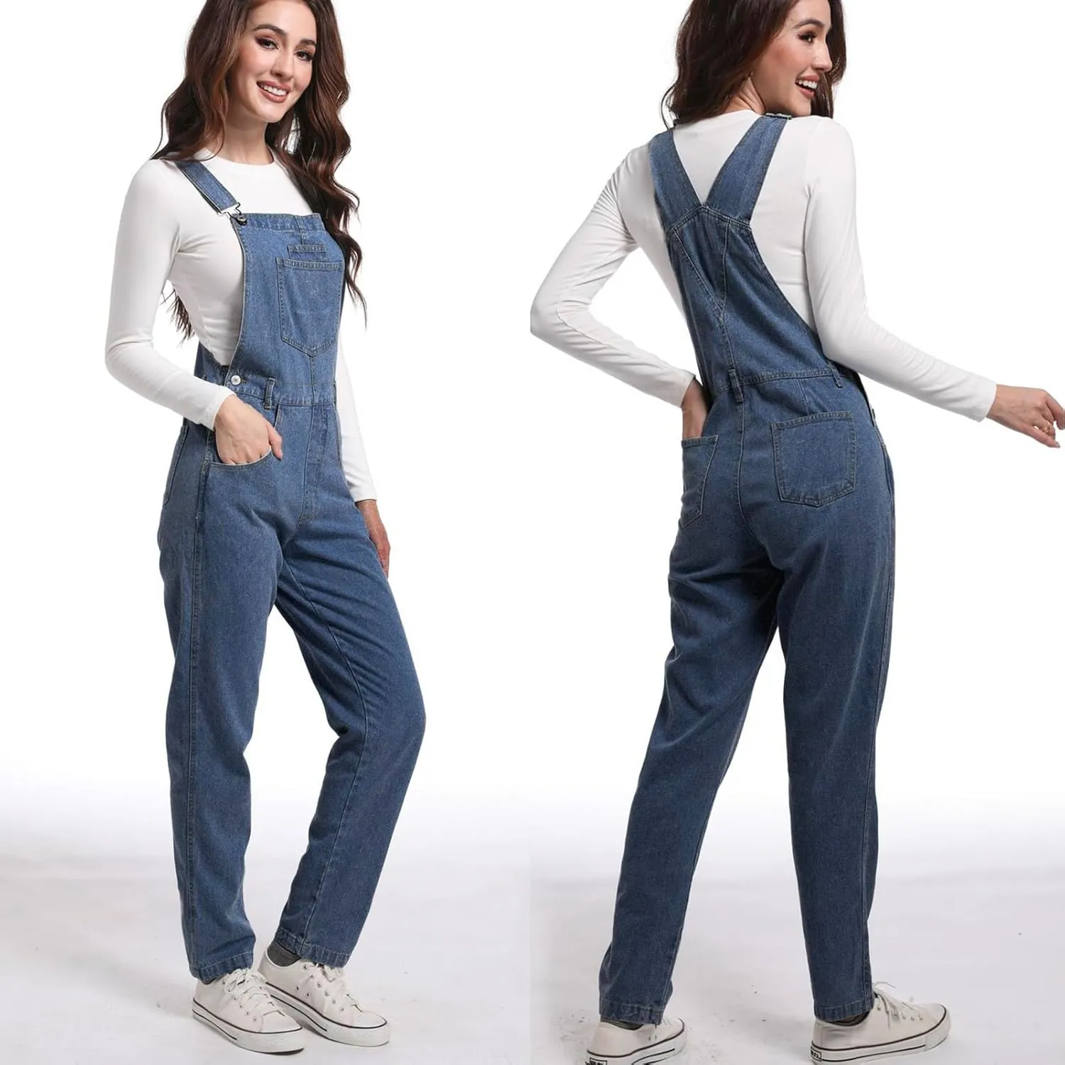 Women Denim Overalls Jean Bib 90s Retro Dungaree Ladies Loose Fit Fashion Cotton Casual Relaxed Jumpsuit