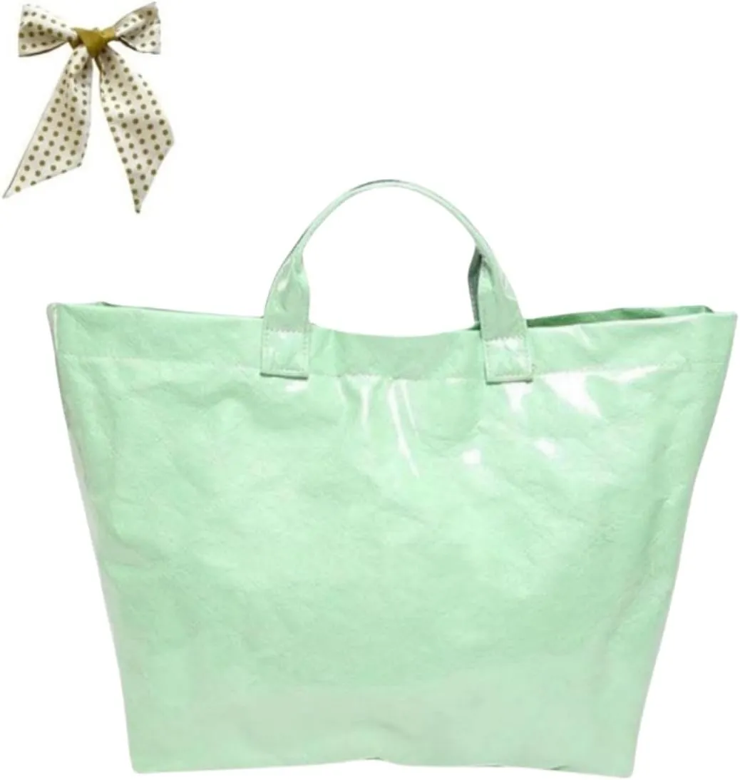 Women Letters Print Tote Bag,Fashion Kraft Paper Clear Plastic Handbag,Solid Color Large Capacity Waterproof PVC Work Bag