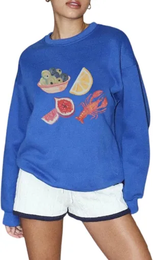 Women Oversized Graphic Sweatshirt Y2k Long Sleeve Crewneck Drop Shoulder Baggy Sweater Jacket Vintage Pullover Top