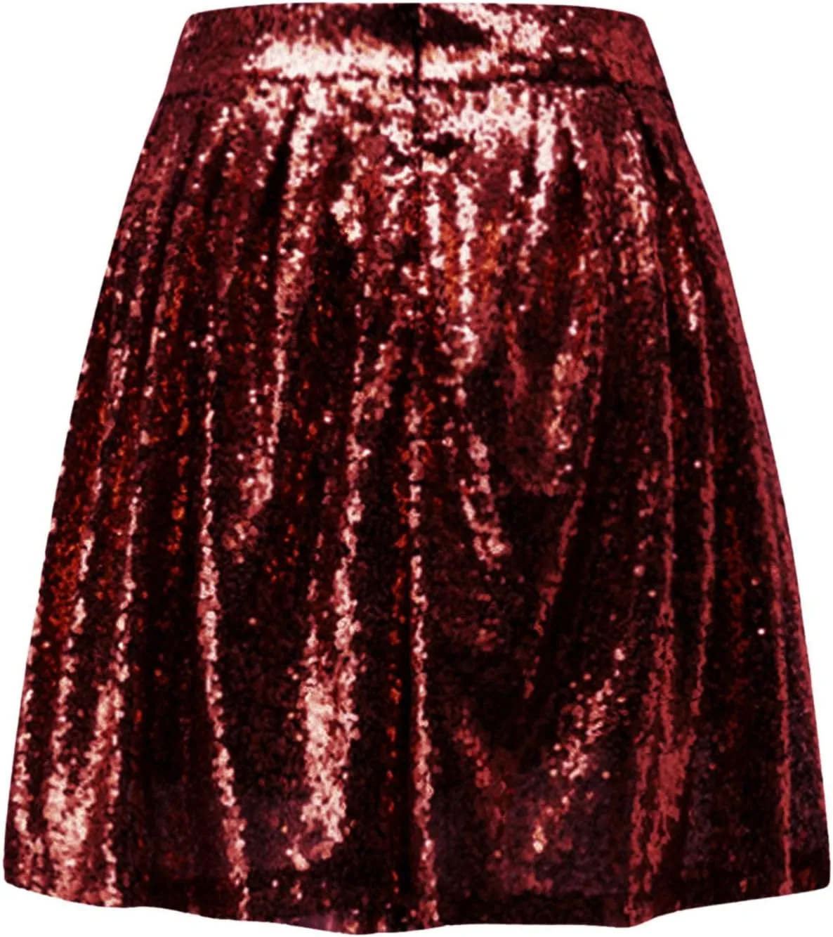 Women Sequin Pleated Midi Skirt Sparkly Cute High Waist Shiny Glitter Short Skirts Night Out Club Party Skirts