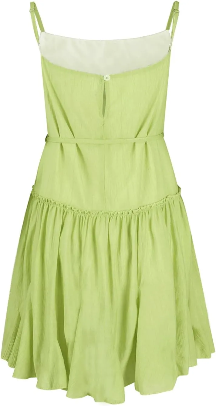 Women Swimwear Sundress Modest Swim Mini Camisole Skirt Dress Waist Tiered Ruffle Casual Suit Trendy Beach Summer