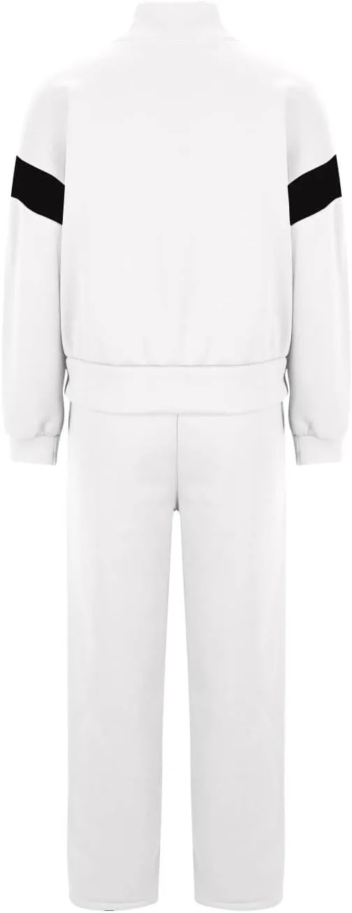 Women's 2 Piece Athleisure Set, Half High Neck Zip Jacket, Wide Leg Elastic High Waisted Pockets Pants Jogging Outfit