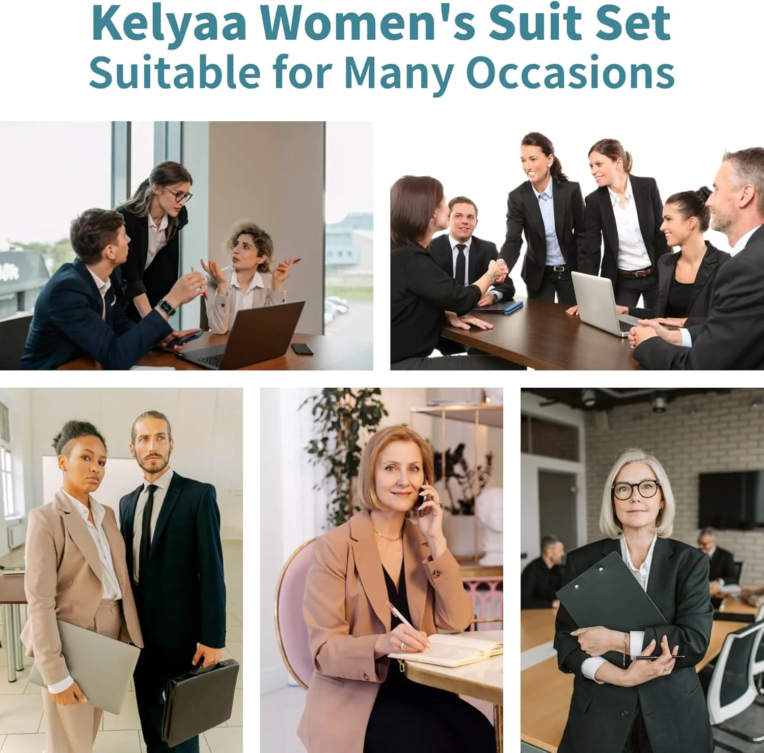 Women's 2 Piece Suit Notched Lapel One Button Slim Fit Business Office Work Tuxedo Blazer Pants Set