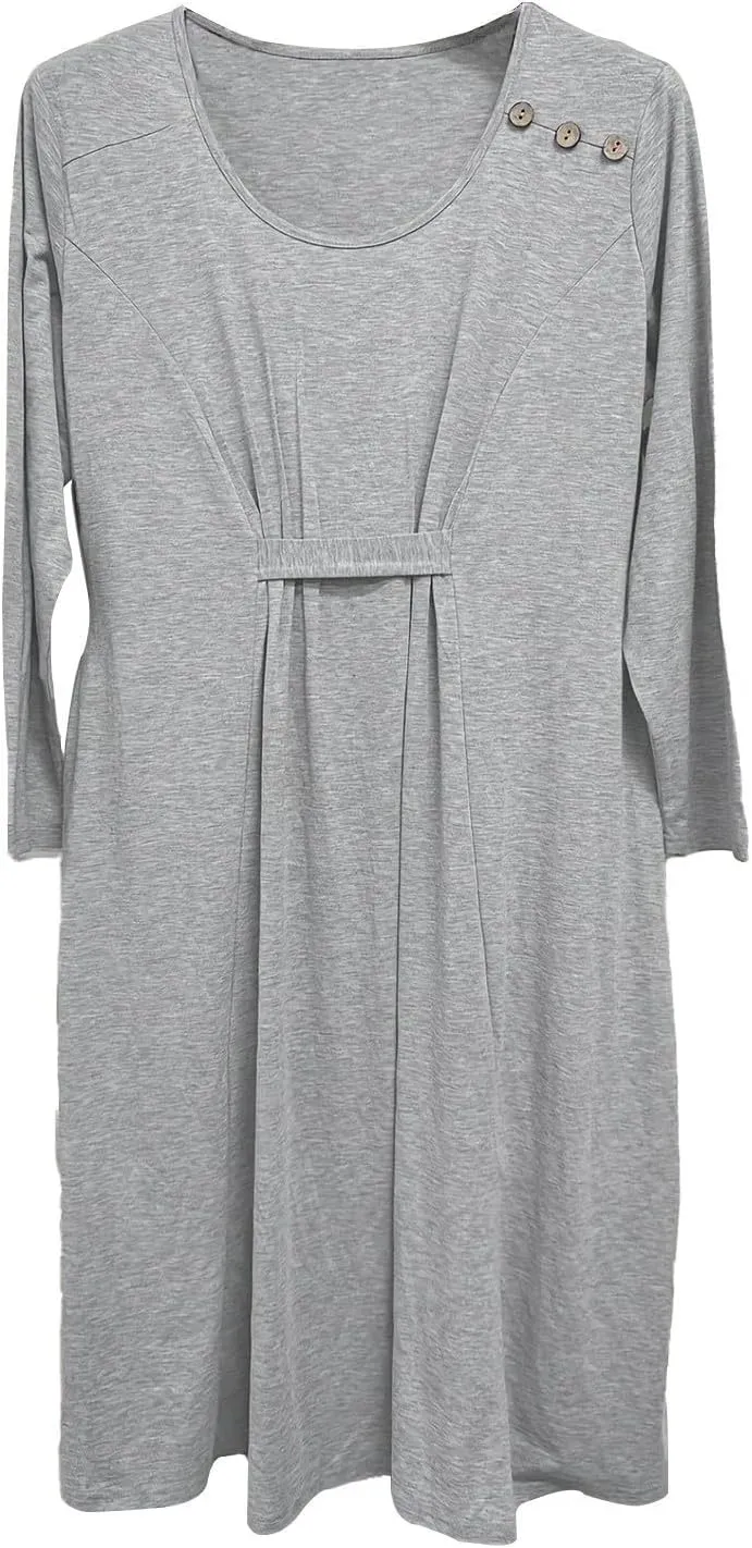 Women's 3/4 Sleeve A-line Flare Midi Long Dress Plus Size 2025 Fashion Swing Irregular Hem A Line Flowy Pleated Dress