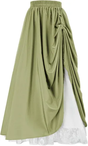 Women's Asymmetrical Split Slit Skirt Ruched Hight Waist Bodycon Midi Skirt Flowy Long Pleated Skirt Dress