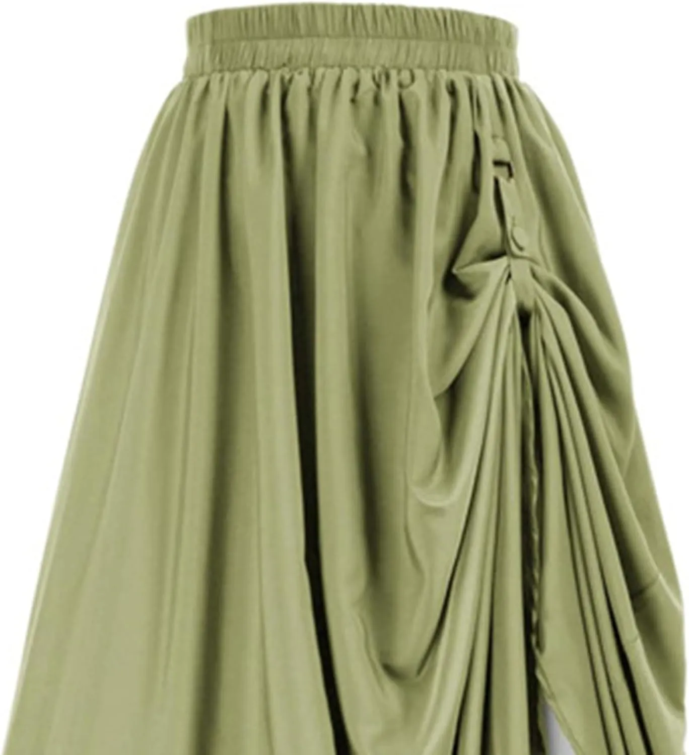 Women's Asymmetrical Split Slit Skirt Ruched Hight Waist Bodycon Midi Skirt Flowy Long Pleated Skirt Dress