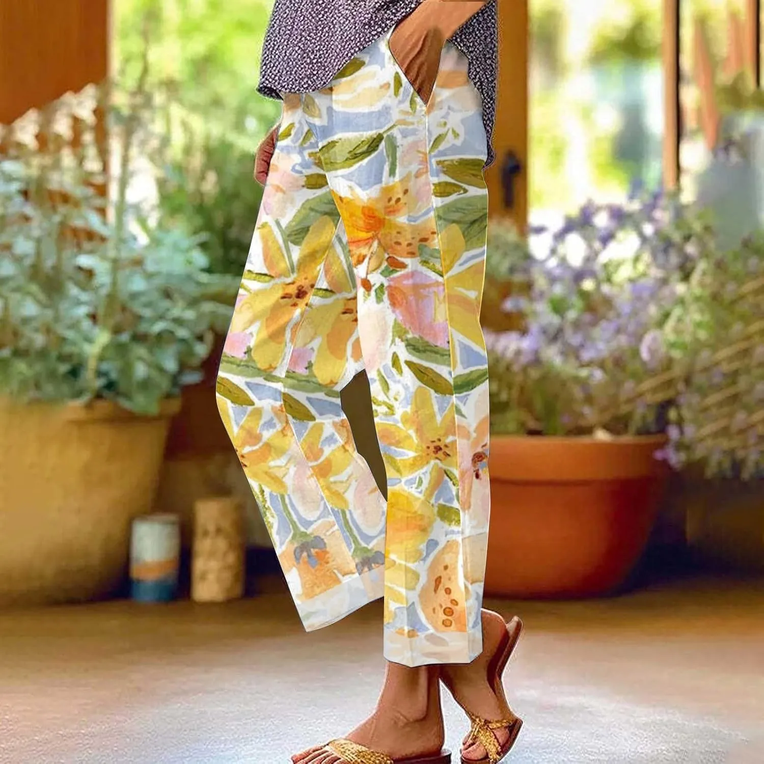 Womens Casual Boho Linen Pants Pants Long Drawstring Linen Women Waist Cotton Casual High Waisted Linen Pants Women