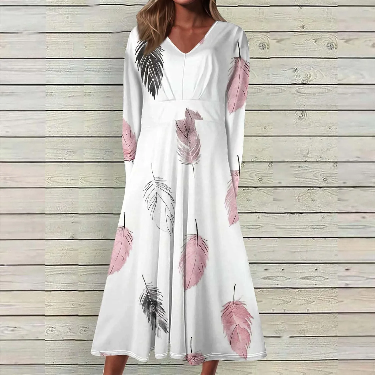 Women's Casual Dresses Fall 2024 Boho Long Sleeve V Neck Ruffle Maxi Dress Vintage Fashion Ruffle Bohemian Dresses