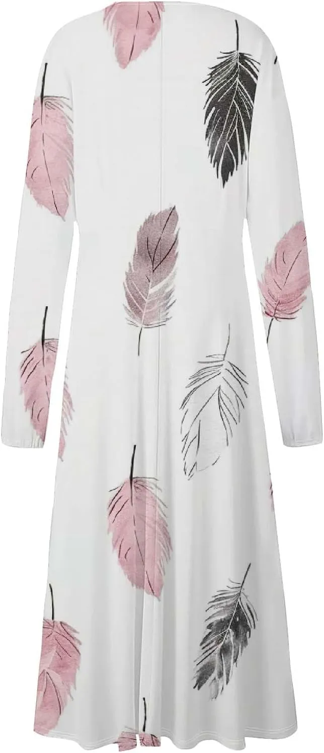 Women's Casual Dresses Fall 2024 Boho Long Sleeve V Neck Ruffle Maxi Dress Vintage Fashion Ruffle Bohemian Dresses