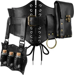 Womens Corset Renaissance Belt, Women Belt Pouch Waist Bag Phone Holder Medieval Costume Vintage Christmas Gifts (M-Waist/31.2"-38.2"-B)