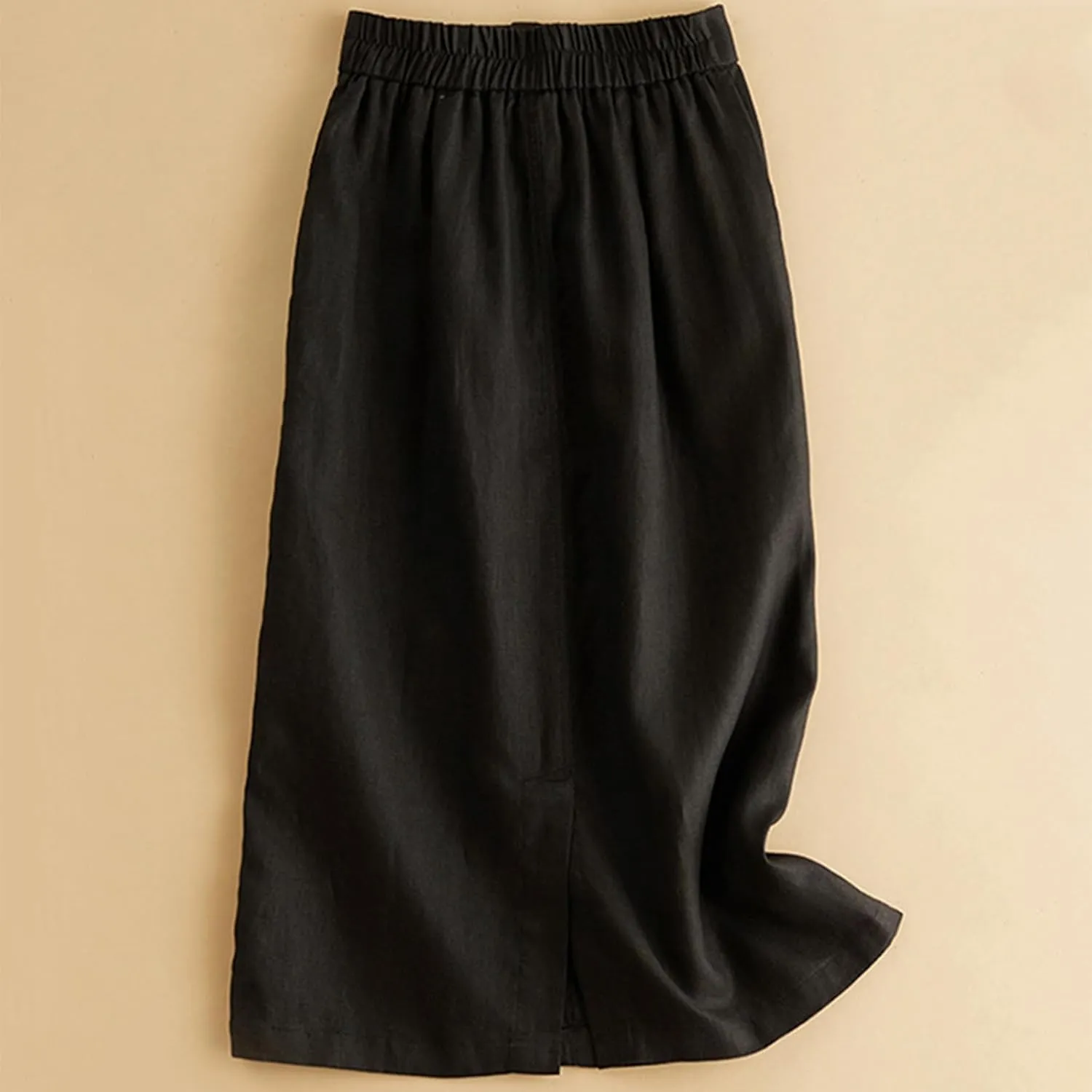 Womens Cotton Linen Skirts A Line Trendy 2025 Summer Casual Skirt Elastic High Waisted Midi Skirts with Pockets