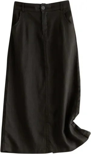 Womens Cotton Linen Skirts A Line Trendy 2025 Summer Casual Skirt Elastic High Waisted Midi Skirts with Pockets