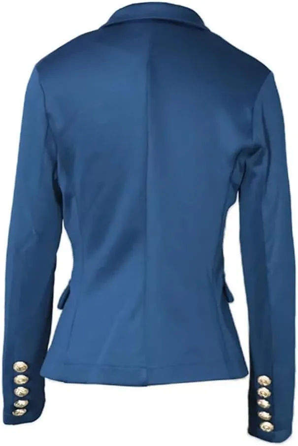 Women's Double Breasted Solid Color Slim Long Sleeve Business Casual Short Jacket Office Blazer