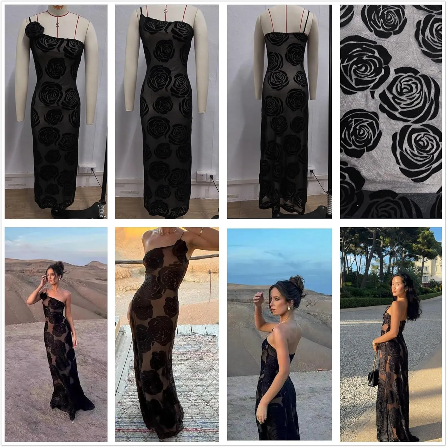 Women's Formal Bodycon Long Dress Elegant Party Wedding Floral Lace Embroidered Gown Maxi Evening Dress