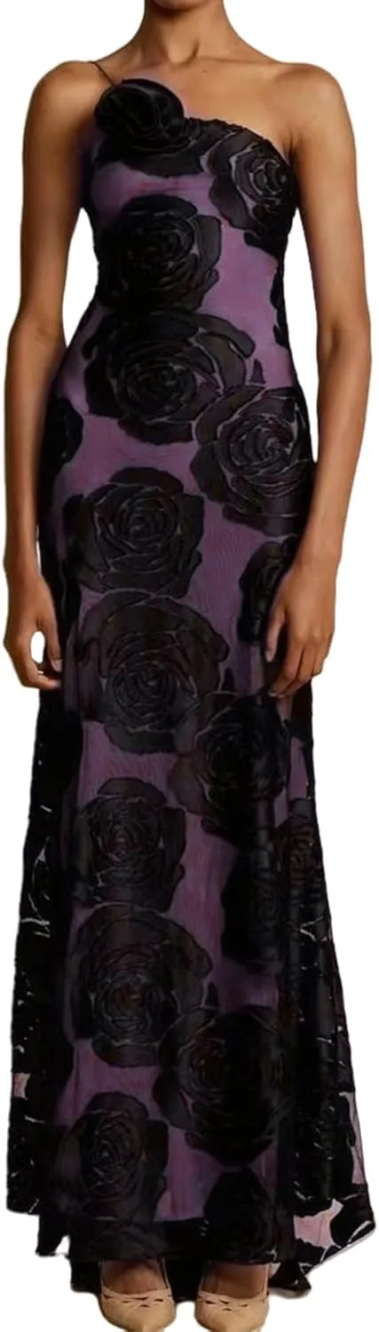 Women's Formal Bodycon Long Dress Elegant Party Wedding Floral Lace Embroidered Gown Maxi Evening Dress