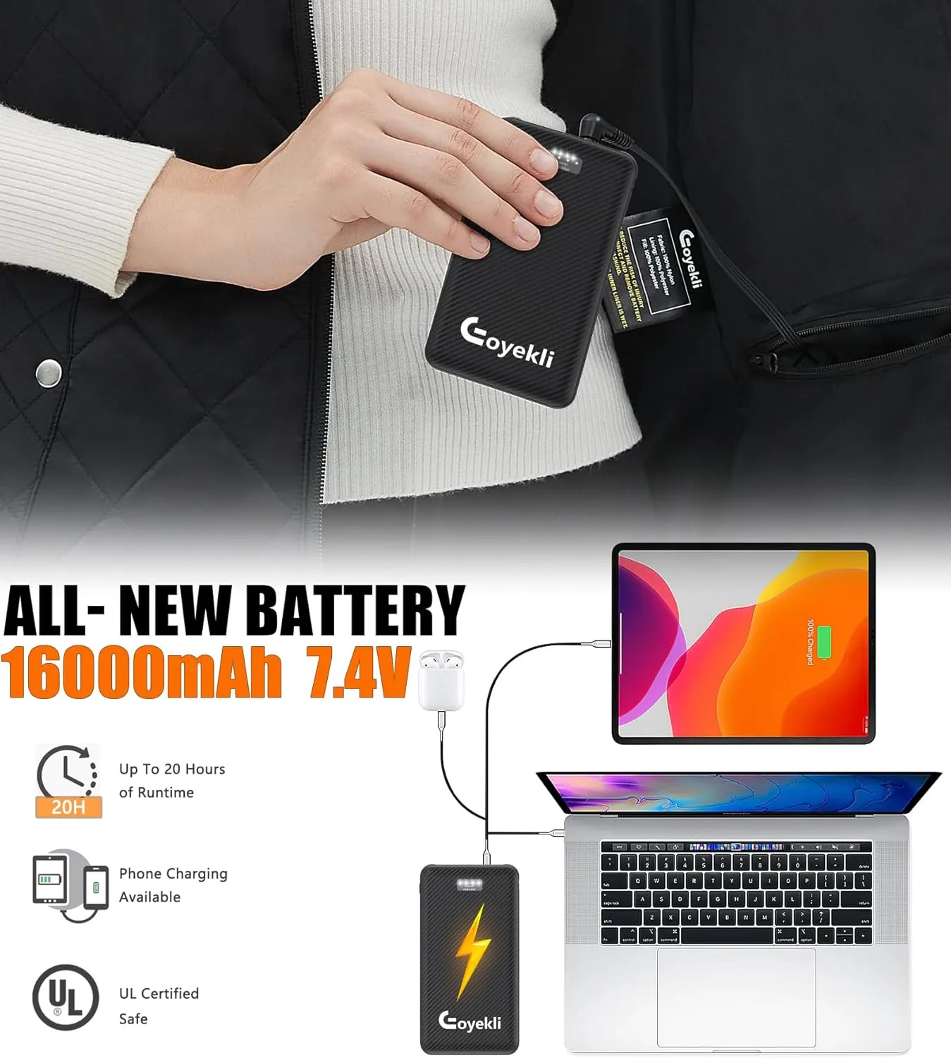 Womens Heated Vest with Battery Pack Included-16000mAh Electric Heating Vest USB Lightweight Heating Clothing