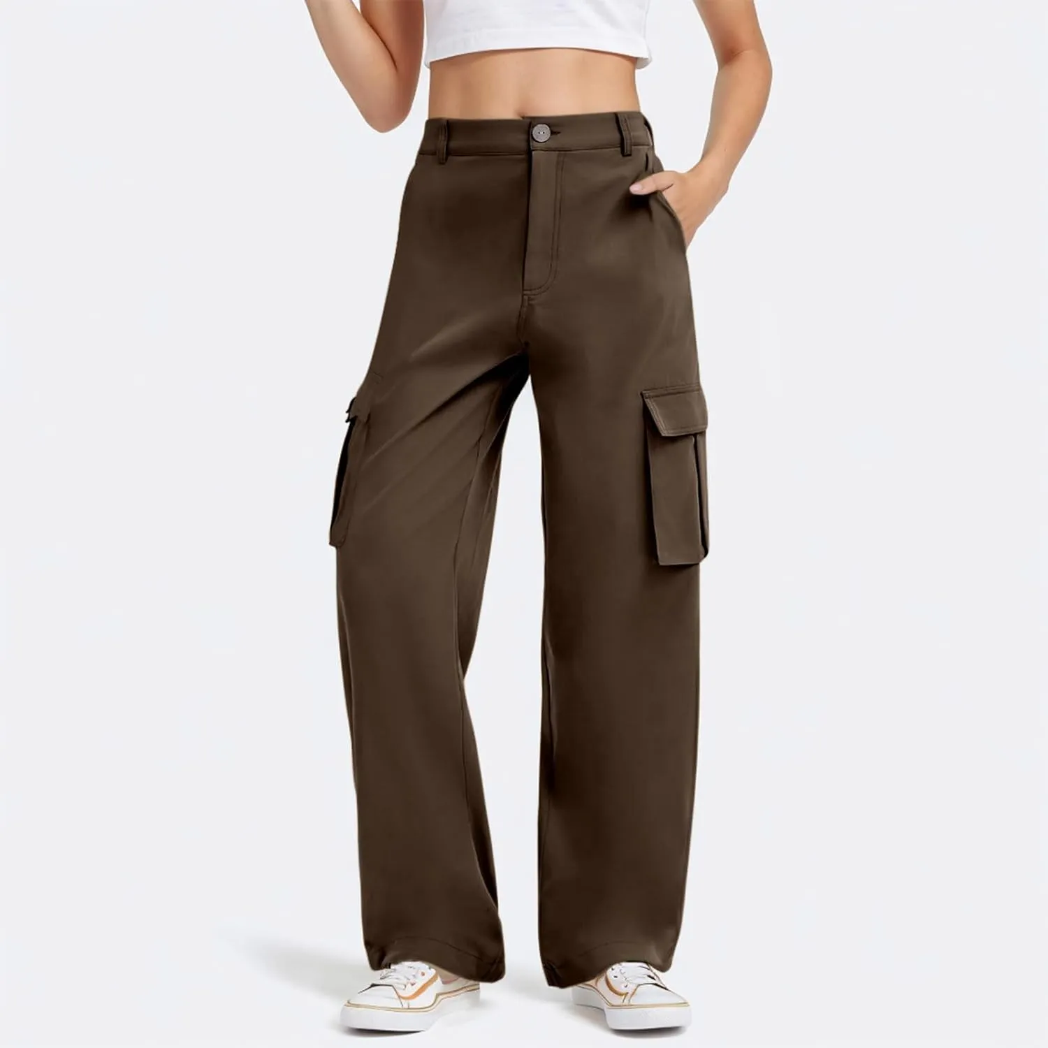 Womens High Waist Wide Leg Cargo Pants 2025 Trendy Y2K Baggy Dress Pant Business Casual Work Trousers with Pockets