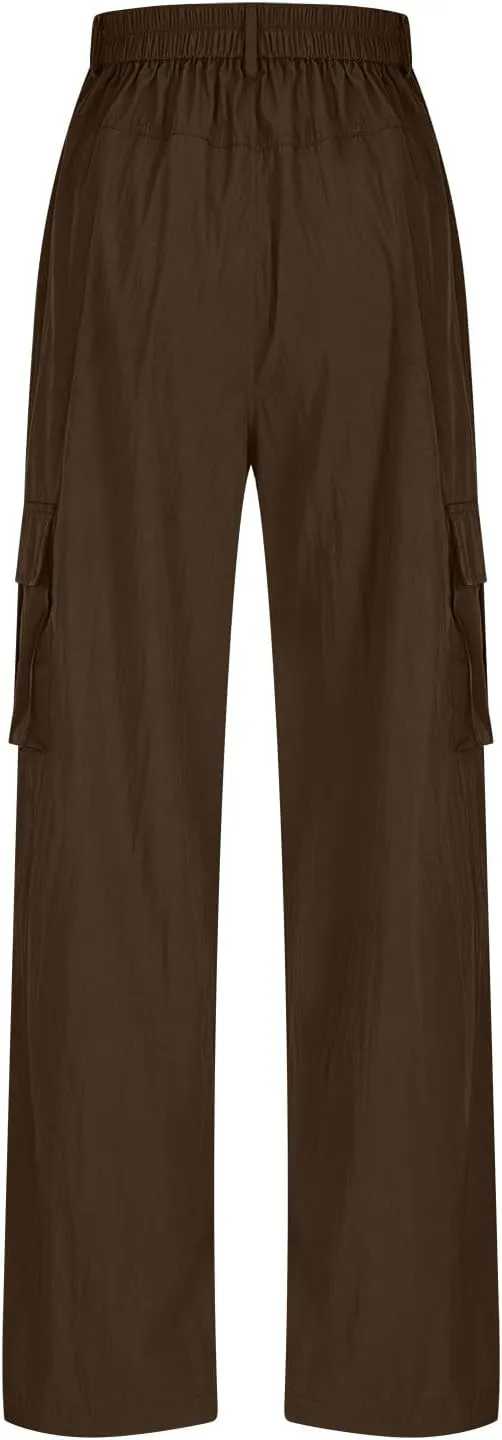 Womens High Waist Wide Leg Cargo Pants 2025 Trendy Y2K Baggy Dress Pant Business Casual Work Trousers with Pockets