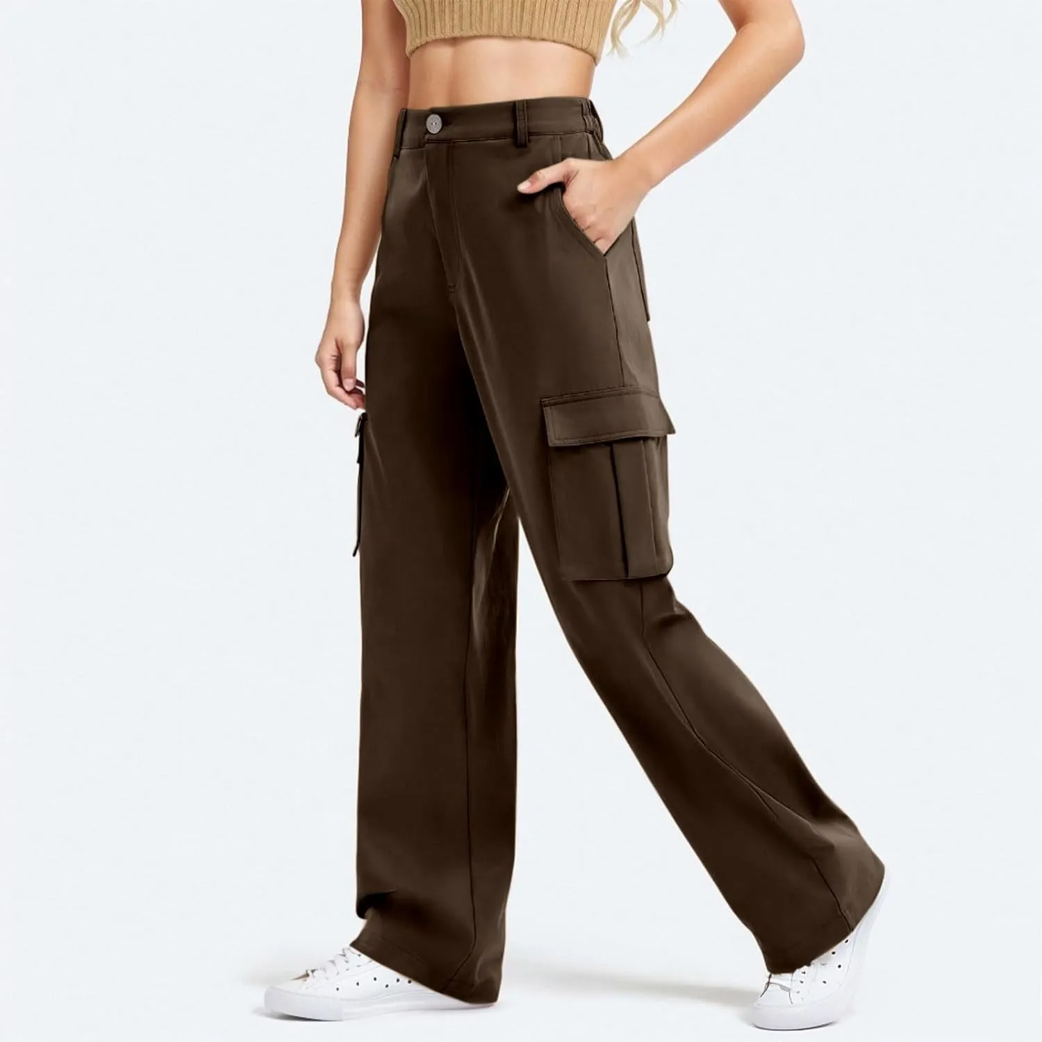 Womens High Waist Wide Leg Cargo Pants 2025 Trendy Y2K Baggy Dress Pant Business Casual Work Trousers with Pockets