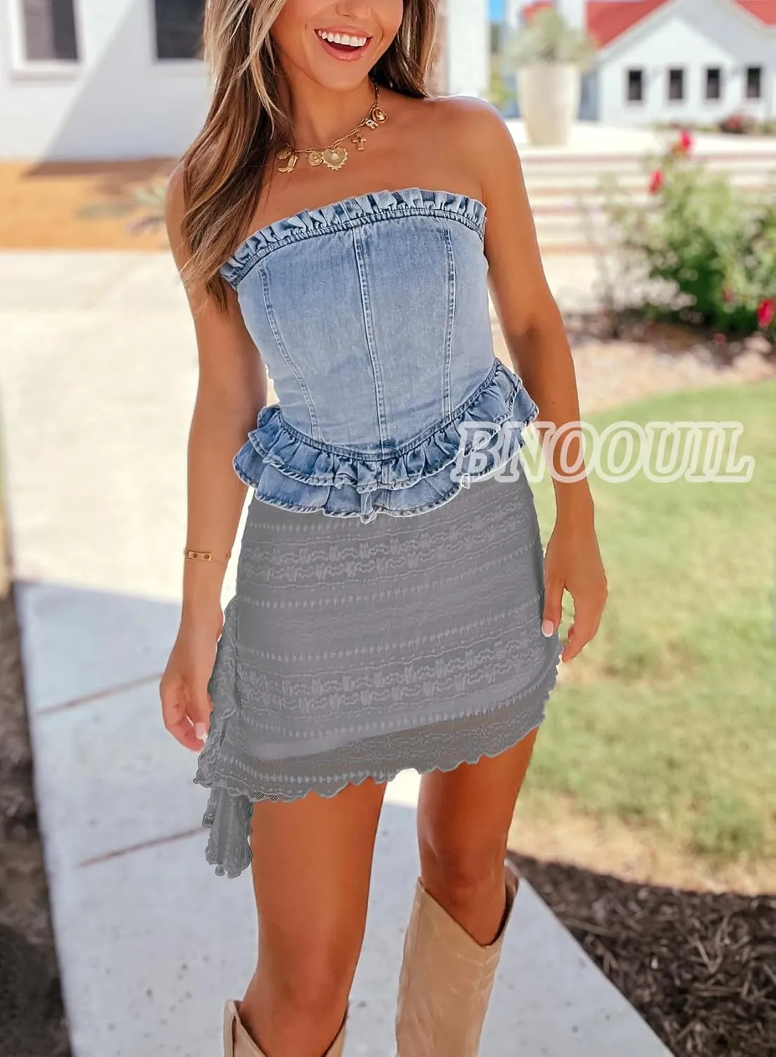 Women's Lace Mini Skirt High Waist Flowy Sexy Layered Skirts Summer Fashion Asymmetrical Skirt for Dressy Casual