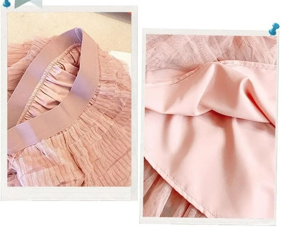 Women's Multi-Layer Pleated Chiffon Skirt with Pleated High Waisted Fluffy Long Skirt Layered Fashionable Party Skirt