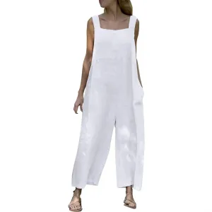 Women's Patchwork Dual Pocket Jumpsuit Loose Bohemian Wide Leg Bib Overall Elegant Relaxed Outfits