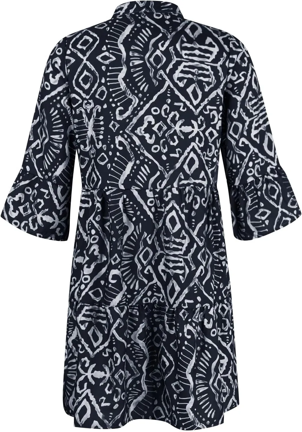 Womens Plus Size Midi Dresses Trendy Long Sleeve Casual Elegant Button Down Formal Smocked Flowy Knee Length Dress