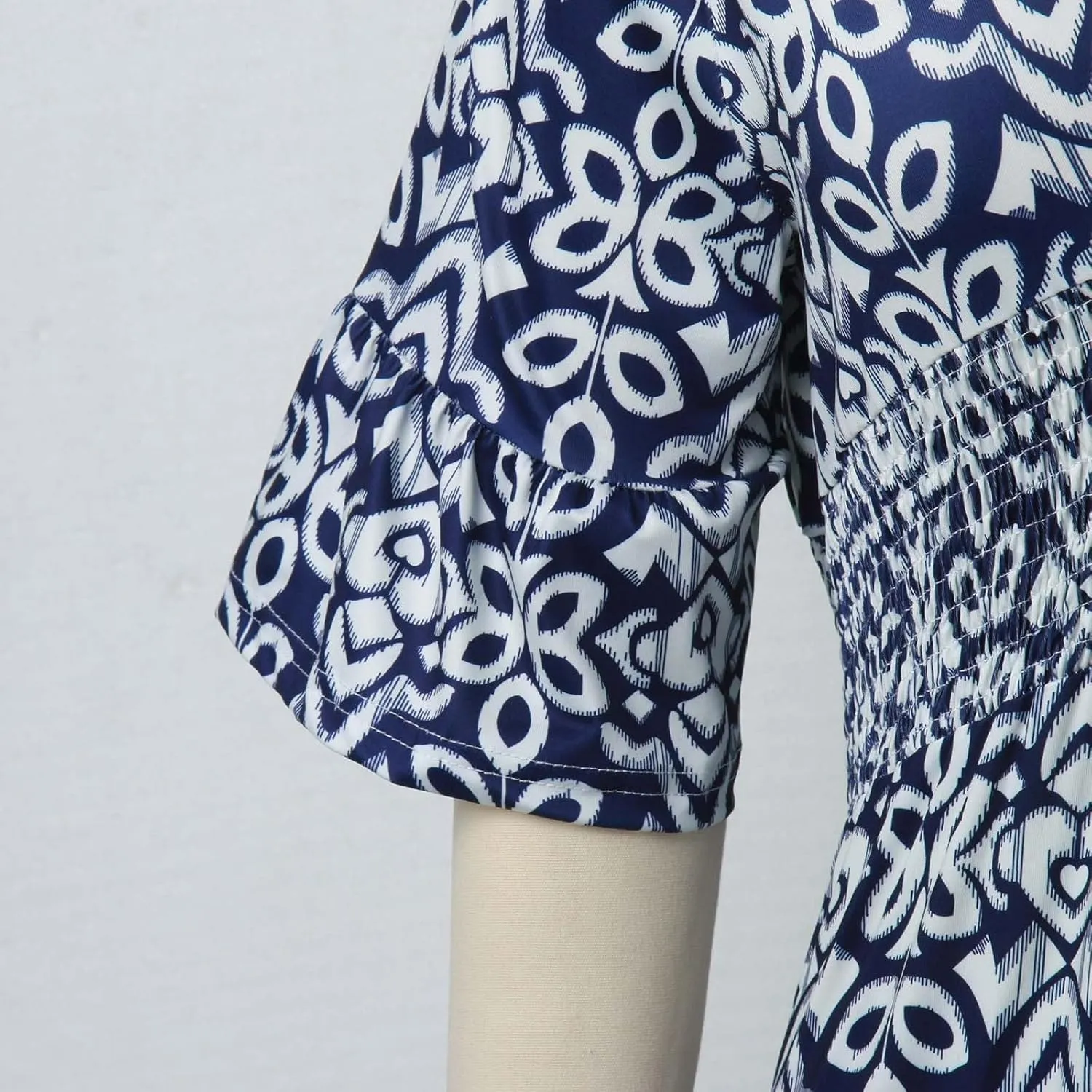 Womens Summer Maxi Dresses V Neck Floral Print Long Swing Dress 3/4 Sleeve Loose Casual Boho Beach Sun Dress