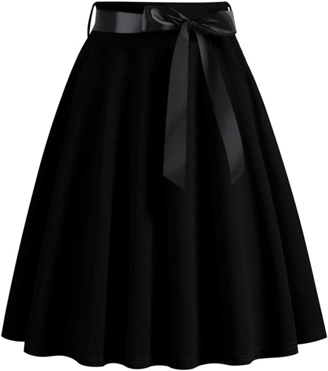 Womens Vintage Midi Skirt High Waist A-Line Skater Skirt Pleated Swing Skirt Halloween Prom Club Party Flared Skirt