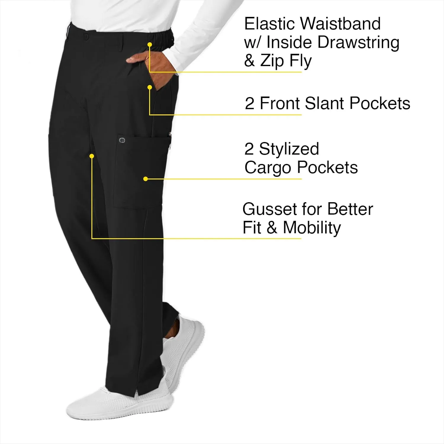 WonderWink Men's Flat Front Cargo Pant