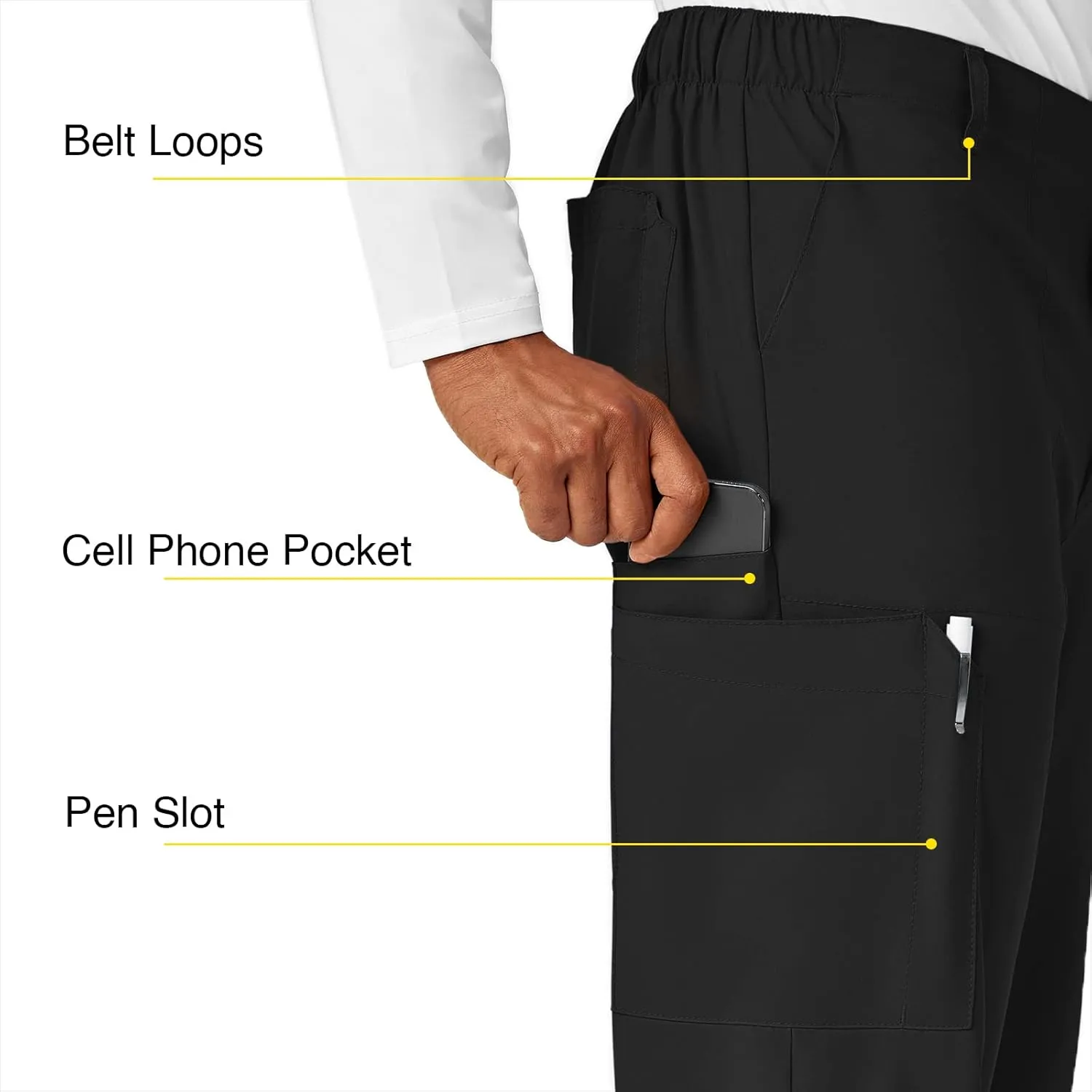 WonderWink Men's Flat Front Cargo Pant