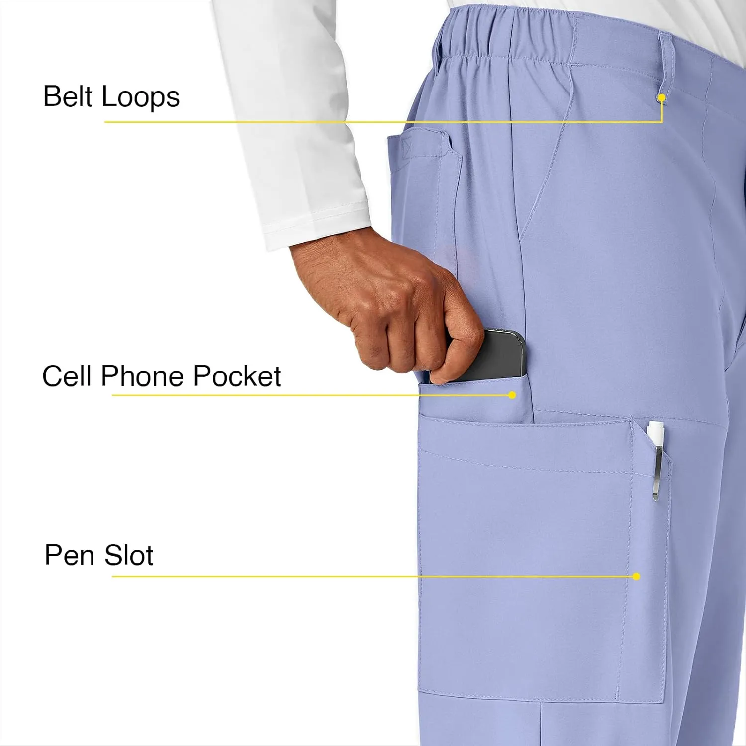 WonderWink Men's Flat Front Cargo Pant
