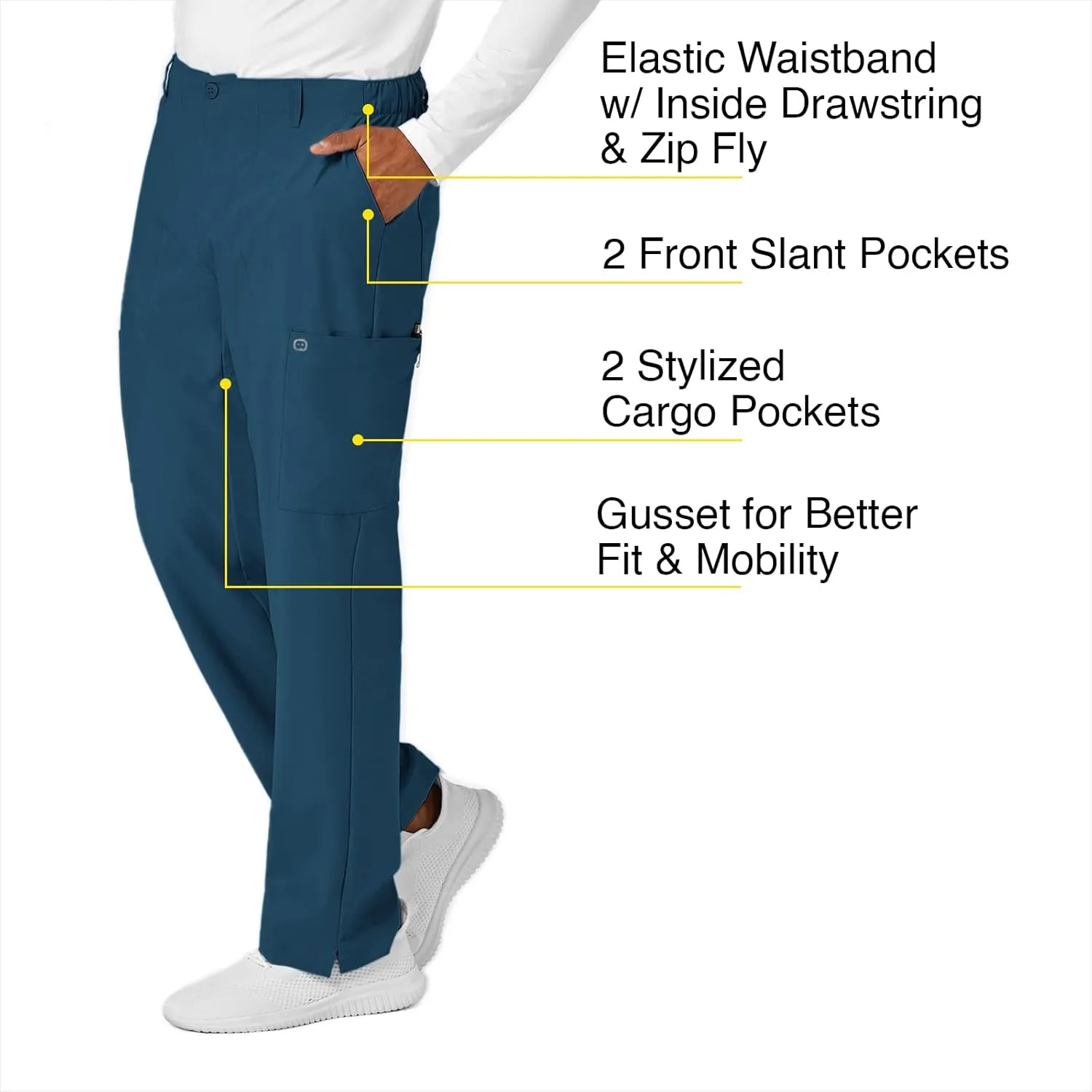 WonderWink Men's Flat Front Cargo Pant