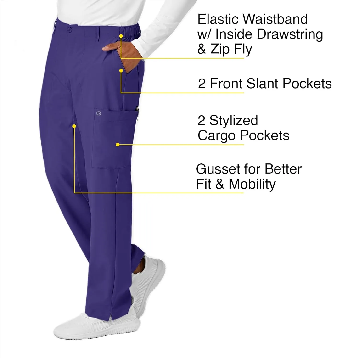 WonderWink Men's Flat Front Cargo Pant