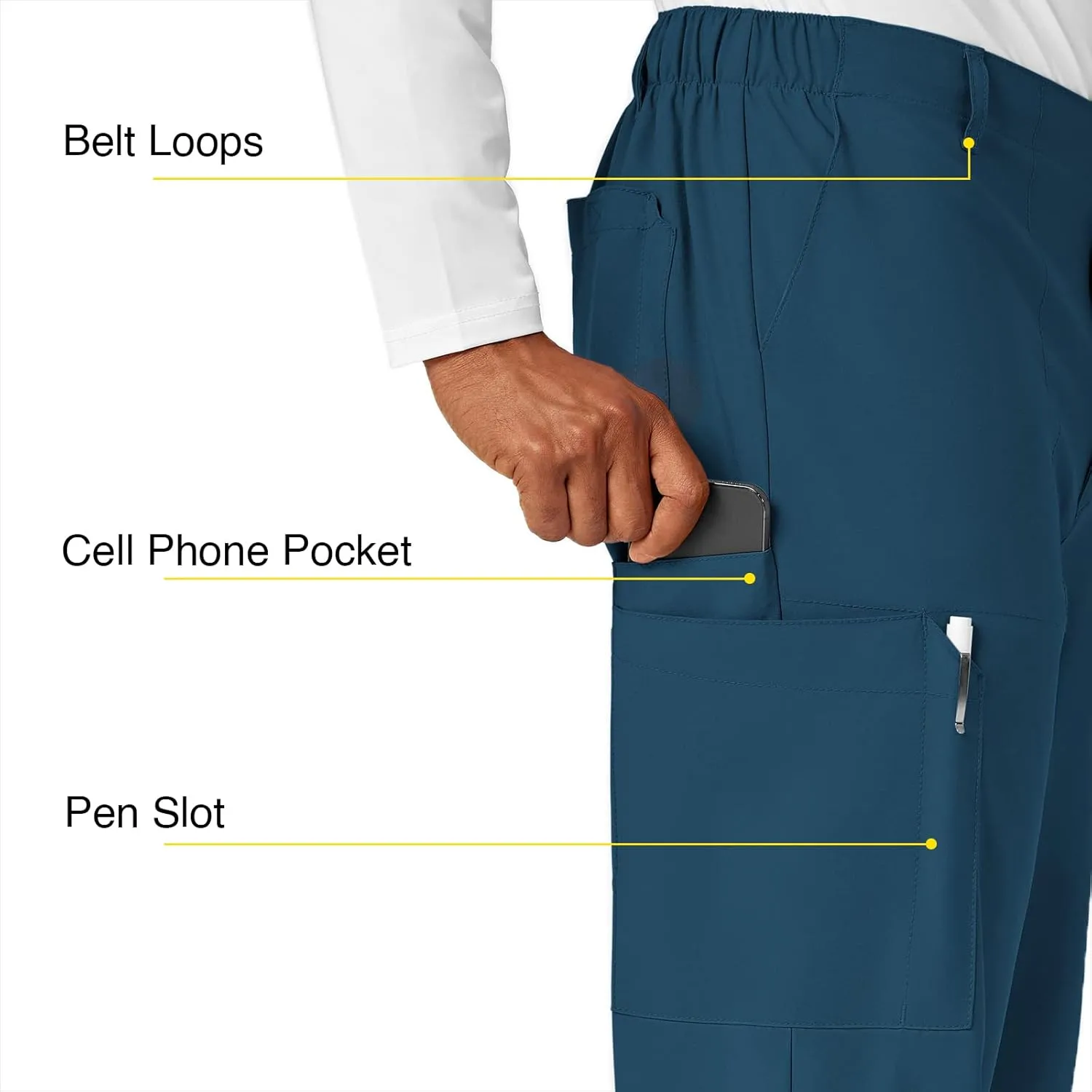 WonderWink Men's Flat Front Cargo Pant
