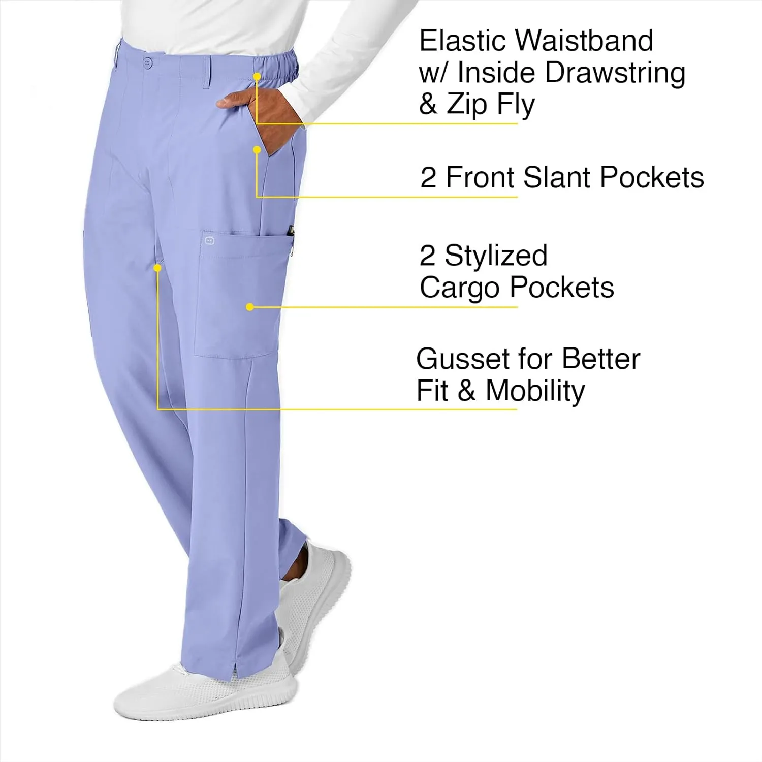 WonderWink Men's Flat Front Cargo Pant